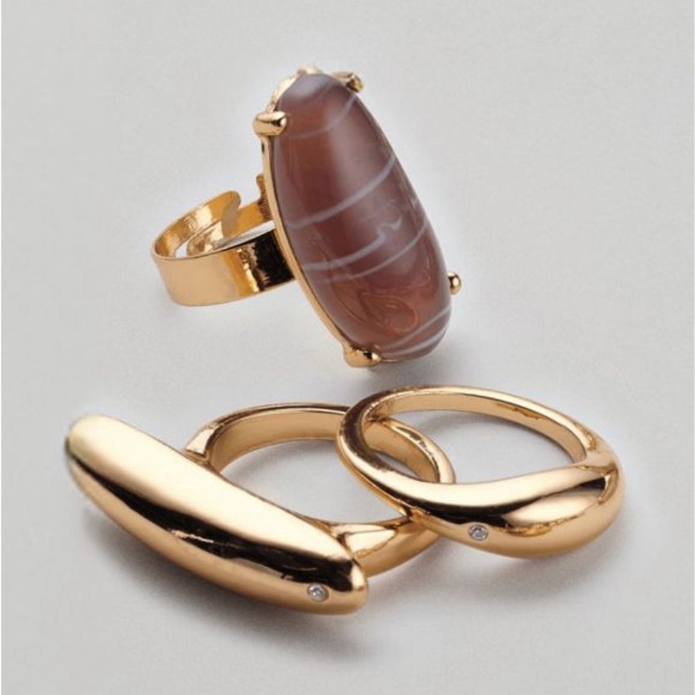 Goldtoned Opal Blush Ring Set clearance